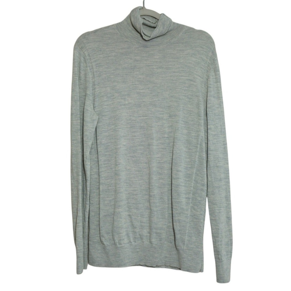 Express Size Medium Merino Wool Turtleneck Sweater Light‎ Blue Gray Heather